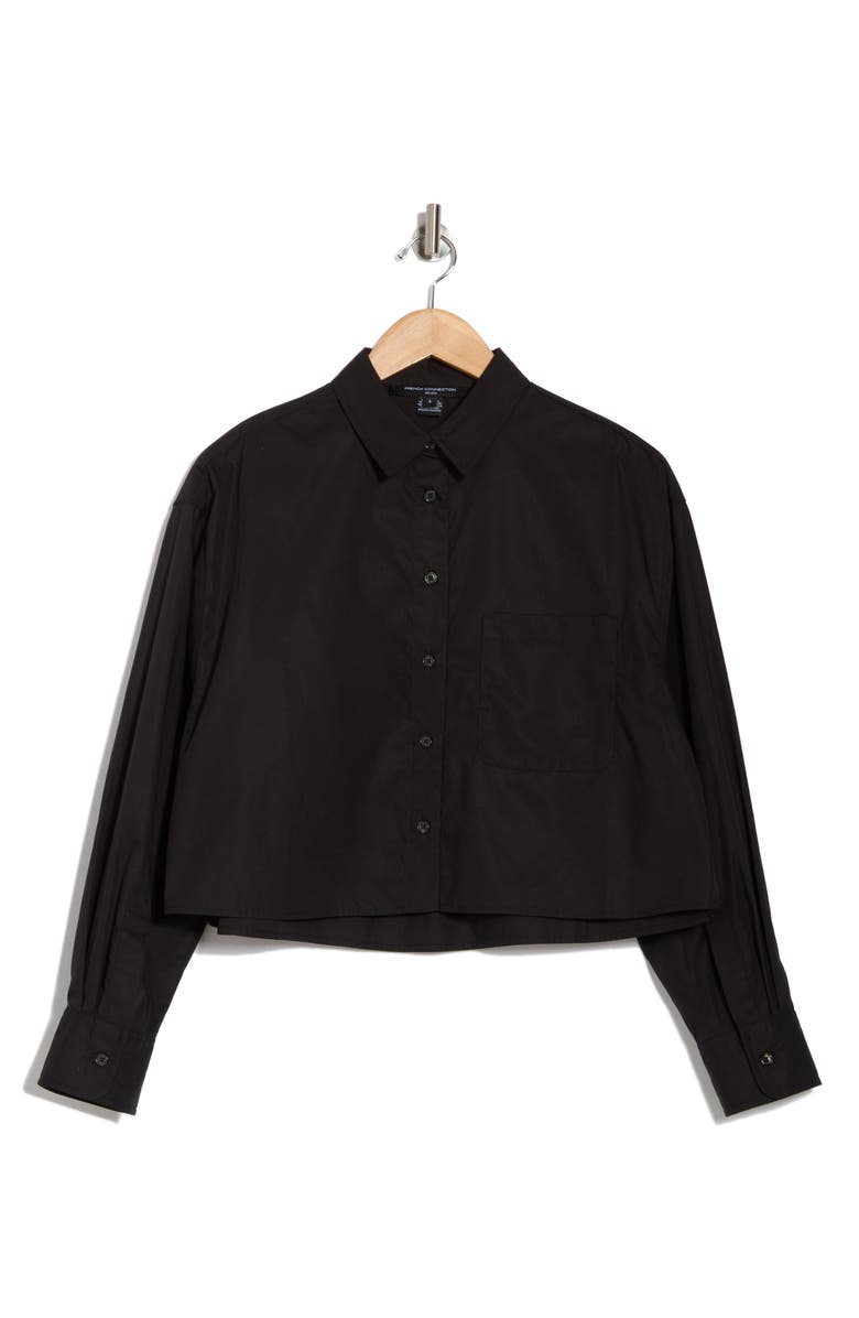 French Connection Alissa Crop Long Sleeve Shirt, Alternate, color, Black