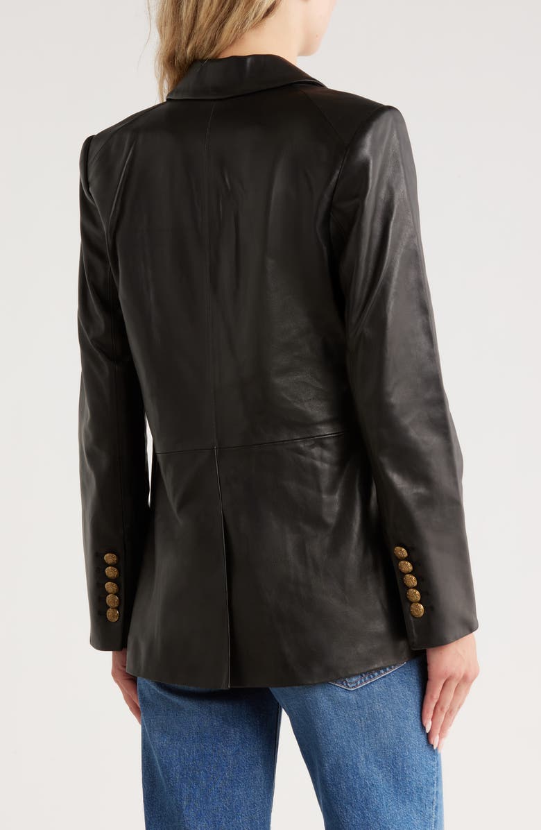 Veronica Beard Vega Leather Dickey Jacket, Alternate, color, Black