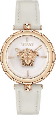 Versace Ren Leather Strap Watch, 34mm