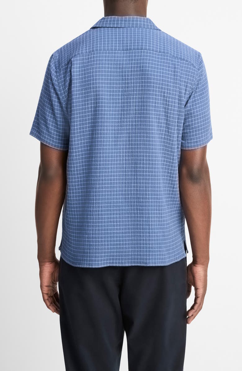 Vince Provence Check Cotton Seersucker Camp Shirt, Alternate, color, High Tide/ California
