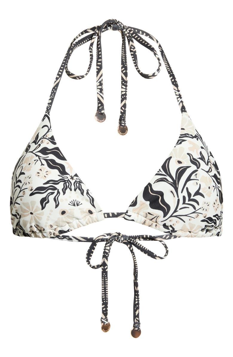 Ramy Brook Nikoleta Floral Appliqué Triangle Bikini Top, Alternate, color, Black Combo
