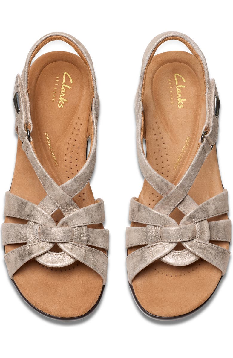 Clarks<sup>®</sup> Tuleah Cross Sandal, Alternate, color, Metallic Leather