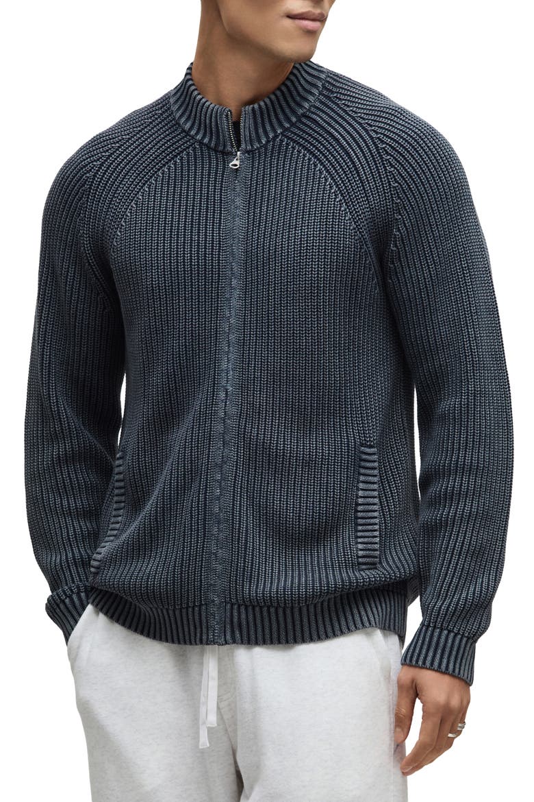 Sunbleach Zip Up Cardigan, Main, color, INDIGO