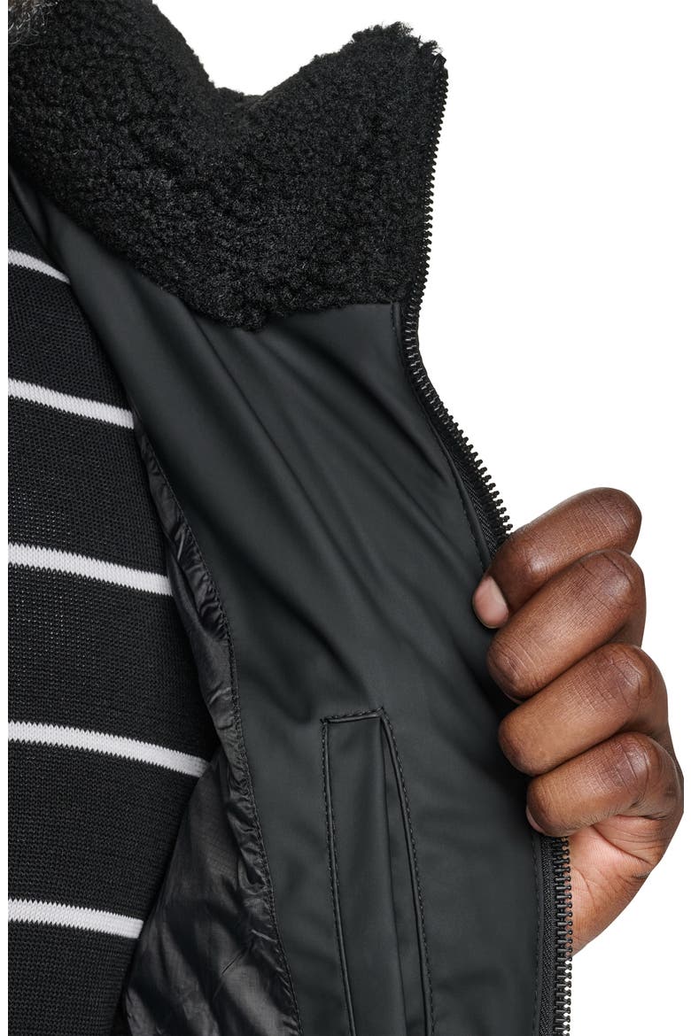 Quilted Faux Leather Bomber Jacket, Alternate, color, BLACK