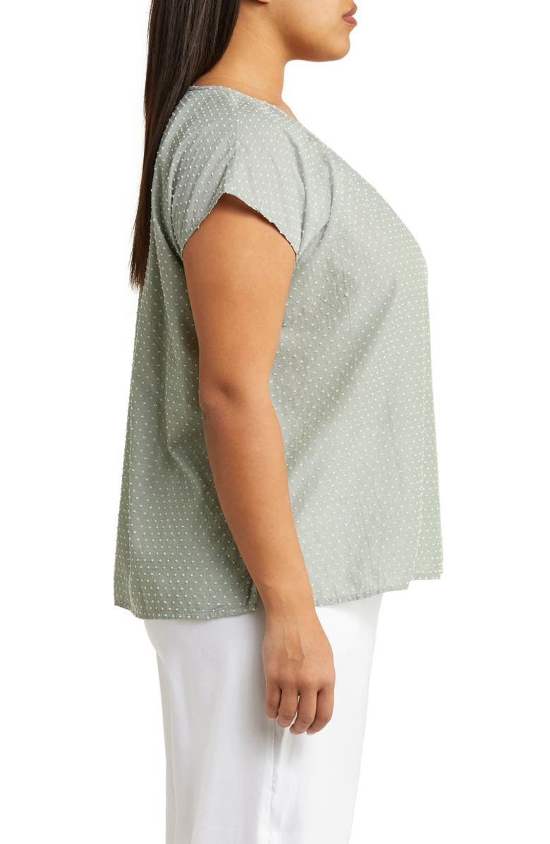 Caslon<sup>®</sup> Pleated Clip Dot Blouse, Alternate, color,