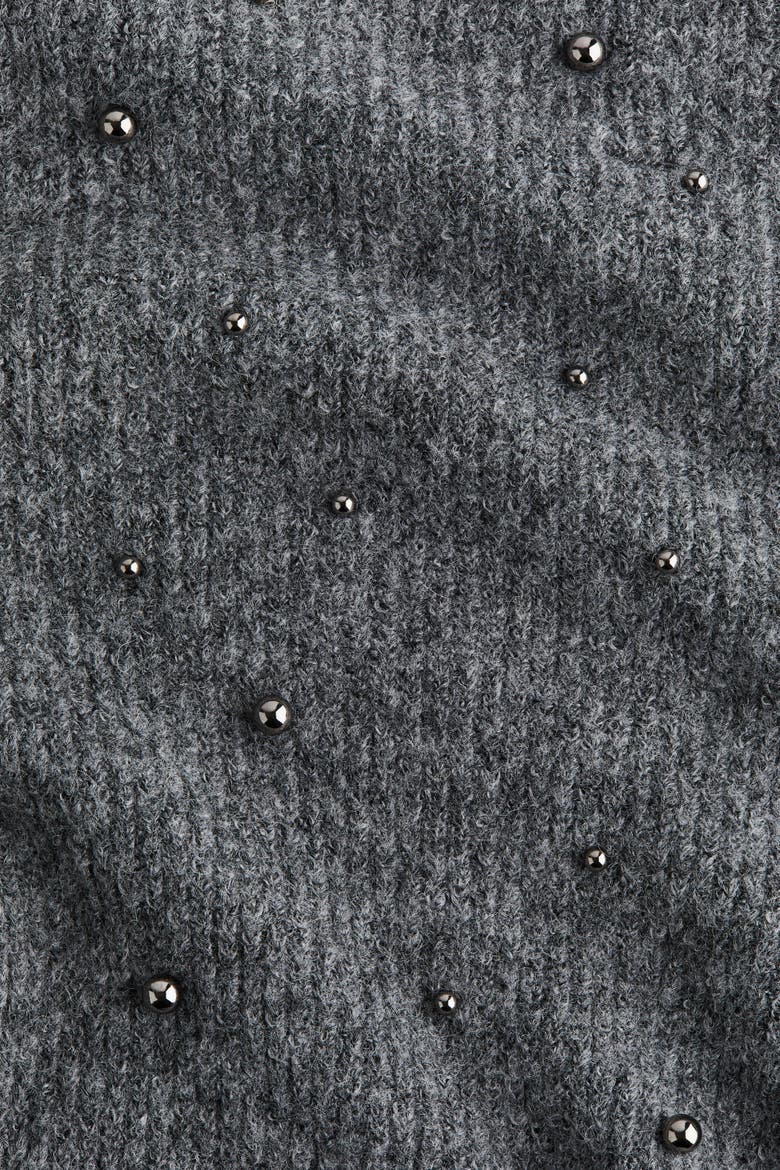 Bead-embellished Peplum Top, Alternate, color, Gray melange