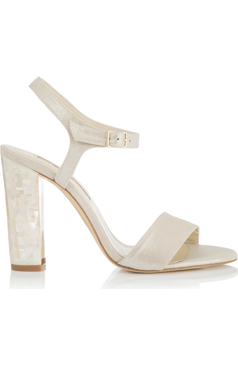 Freya Rose Martina Ankle Strap Pearl Heel Sandal, Main, color, Champagne