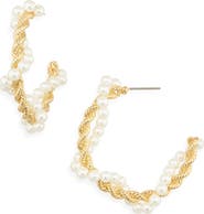 Lele Sadoughi Faux Pearl Rope Twist Hoop Earrings