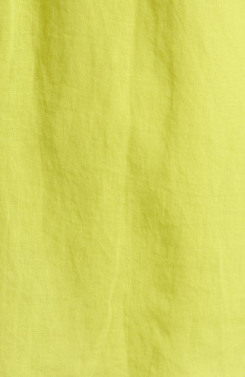 Eileen Fisher Classic Collar Organic Linen Button-up Shirt In Chartreuse