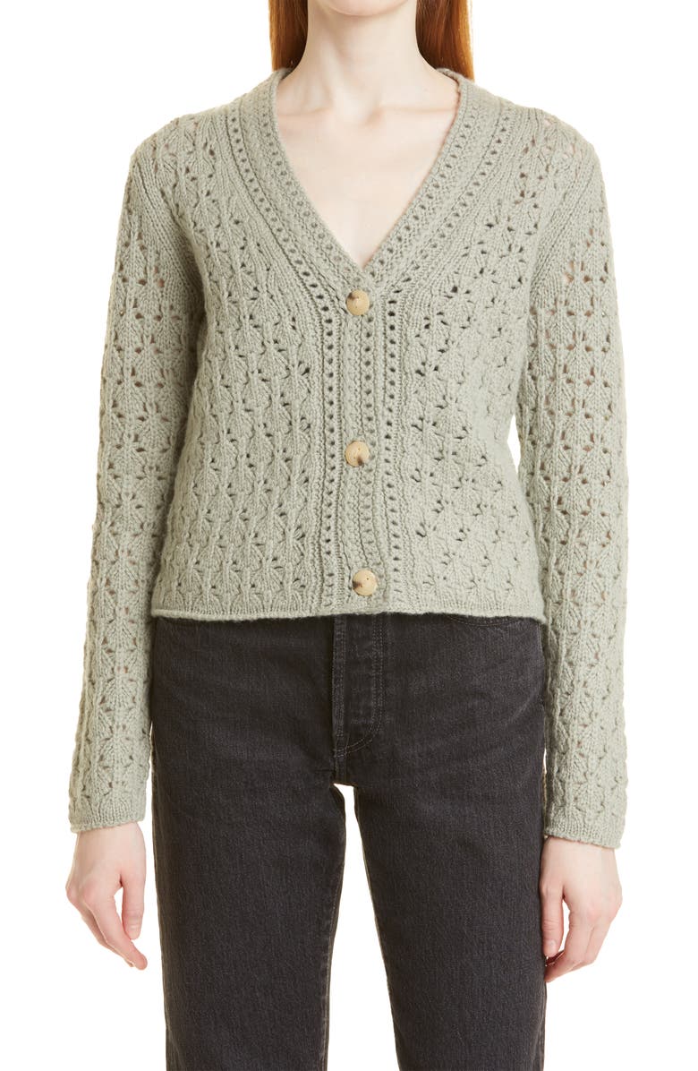 Vince Crochet Wool & Cashmere Cardigan Sweater, Main, color, 
