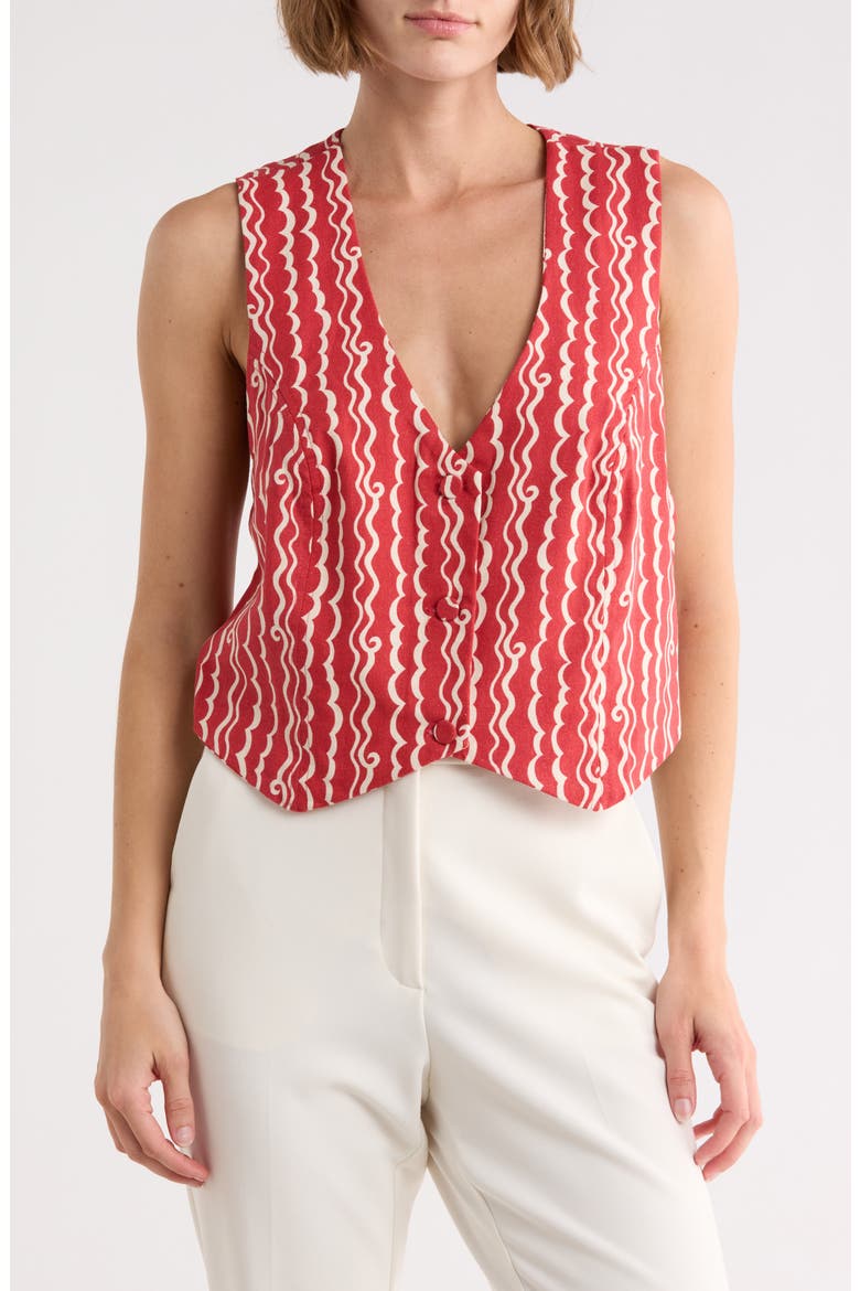 Button Front Cotton Vest, Main, color, RED ATLANTICA