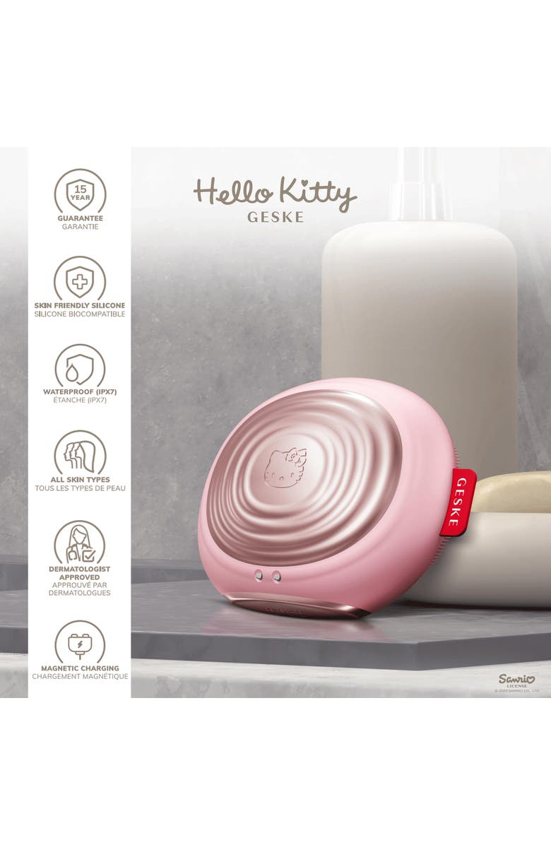 GESKE Hello Kitty SmartAppGuided Sonic Thermo Facial Brush | 5 in 1, Alternate, color, Hello Kitty Pink