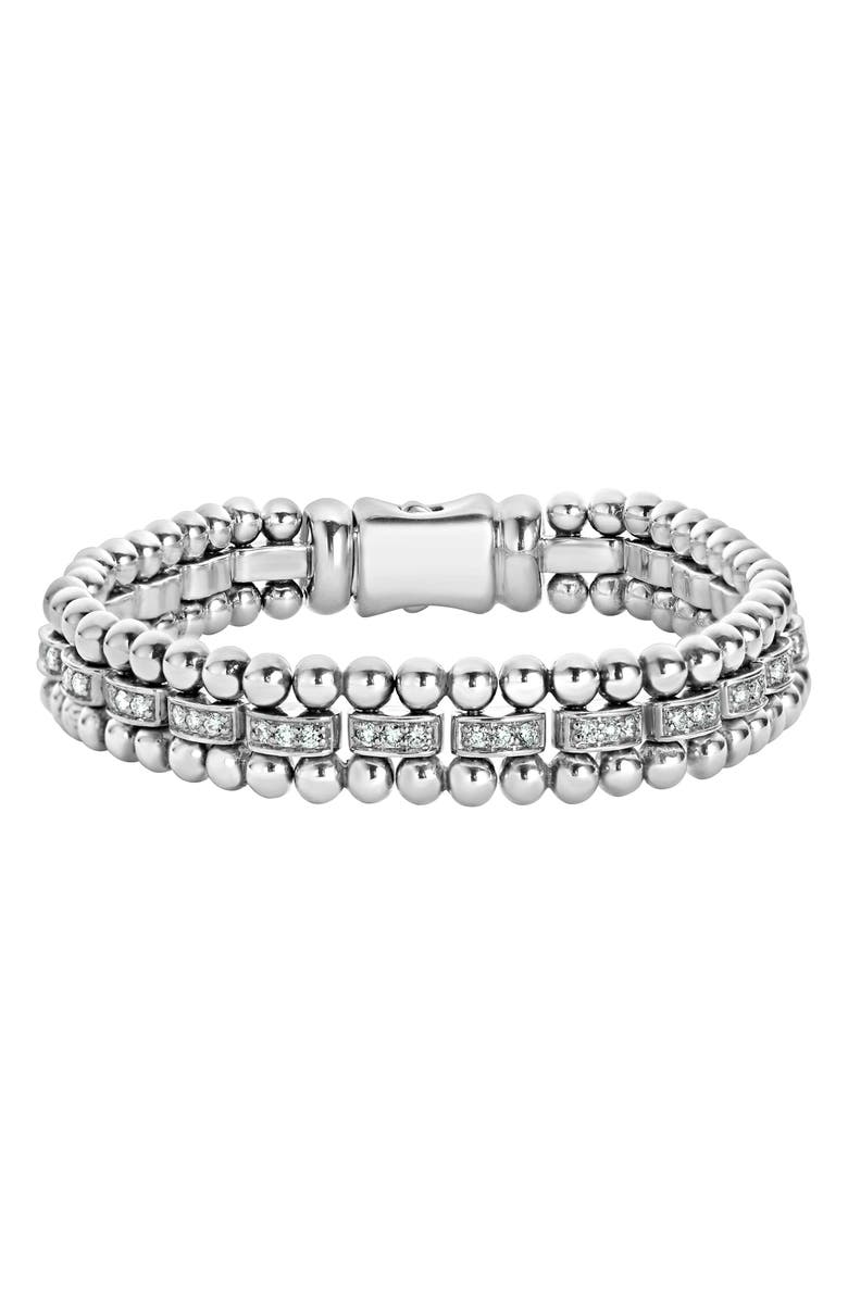 LAGOS Caviar Spark Diamond Link Bracelet, Main, color, Silver
