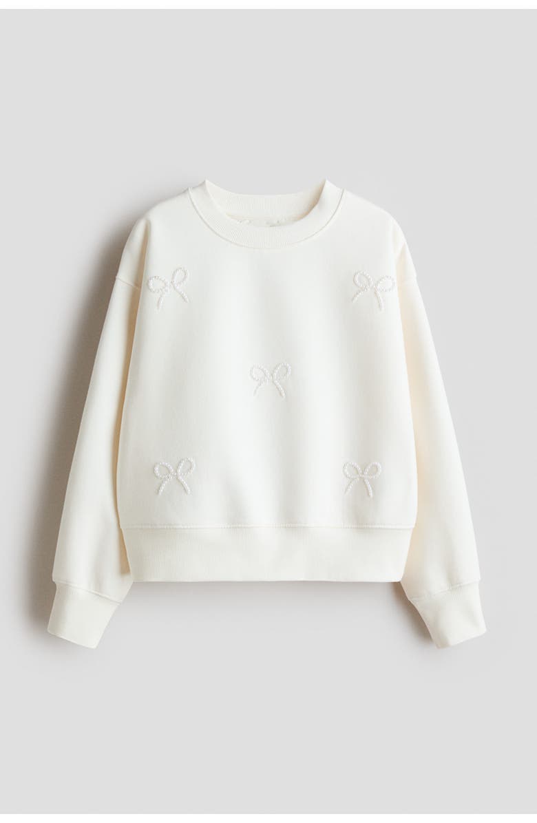 H&M Motif-detail Sweatshirt, Main, color, White/Bows