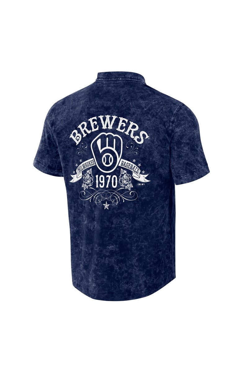 Darius Rucker Collection by Fanatics Men's Darius Rucker Collection by Fanatics Navy Milwaukee Brewers Denim Team Color Button-Up Shirt, Alternate, color, Navy