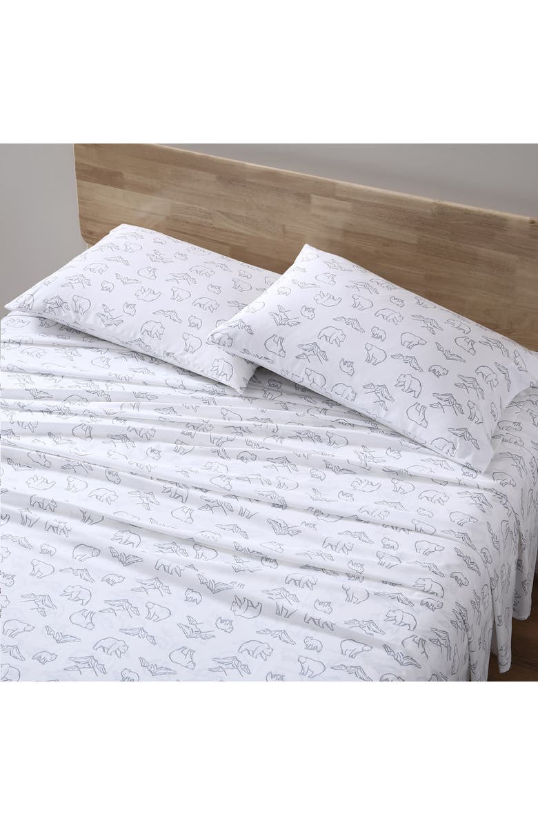 Eddie Bauer Smokey Bear Camp 200 Thread Count 100% Cotton Percale Sheet Set, Alternate, color, Grey