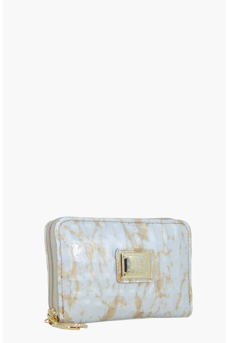 Gallop Patent Leather Card Holder Wallet 217, Alternate, color, Beige / White