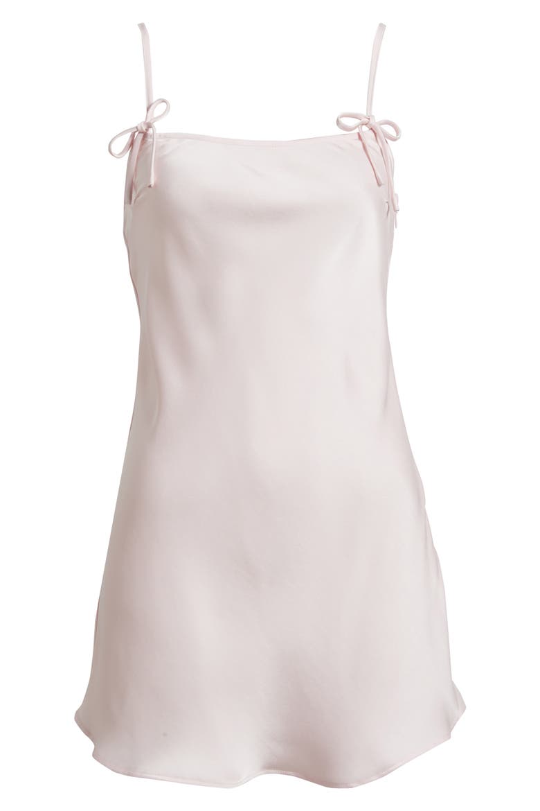 Bow Strap Satin Mini Slipdress, Alternate, color, PINK PRIMROSE