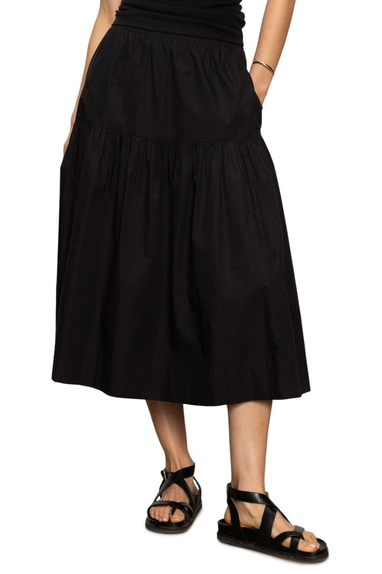 Cotton Poplin Prairie Skirt, Main, color, BLACK