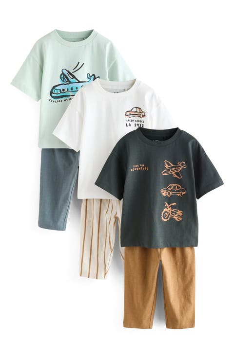 Kids' 6-Pack Transport Assorted T-Shirts & Joggers Set (Baby, Toddler & Little Kid)