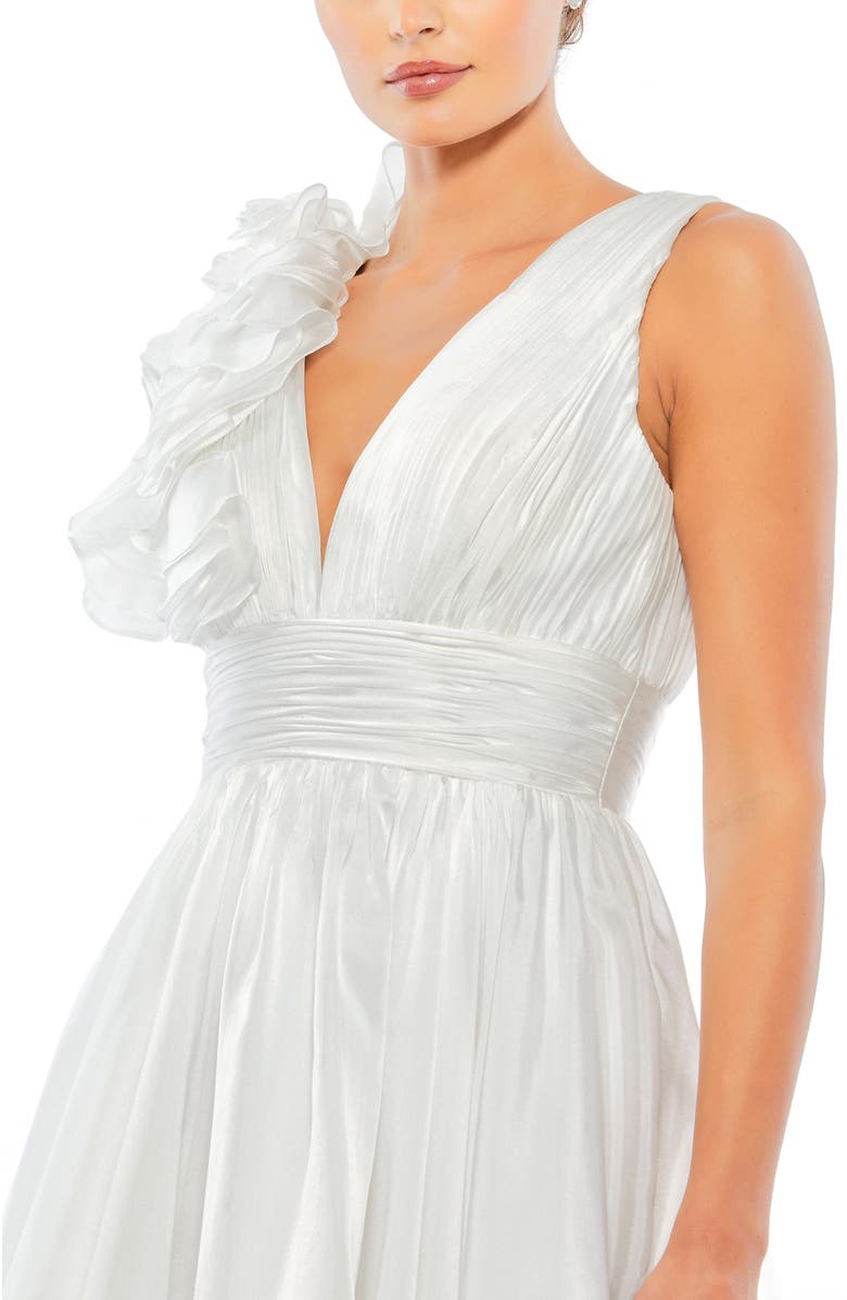 Mac Duggal Women's Sleeveless Fit and Flare Dress with 3D Flower, Alternate, color, White