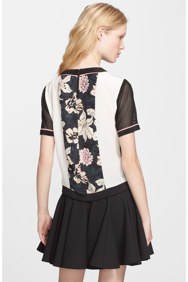 'Brant' Mixed Media Top, Alternate, color, BLACK