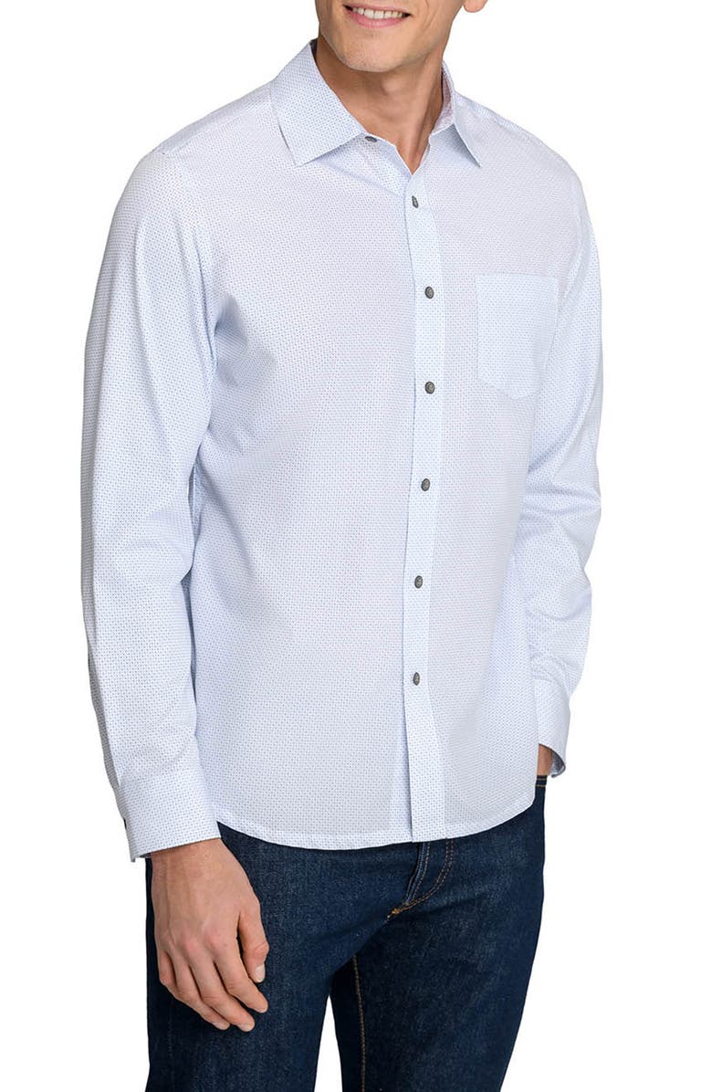 W.R.K Slim Fit Micro Dash Reworked Button-Up Shirt, Alternate, color, White/ Blue