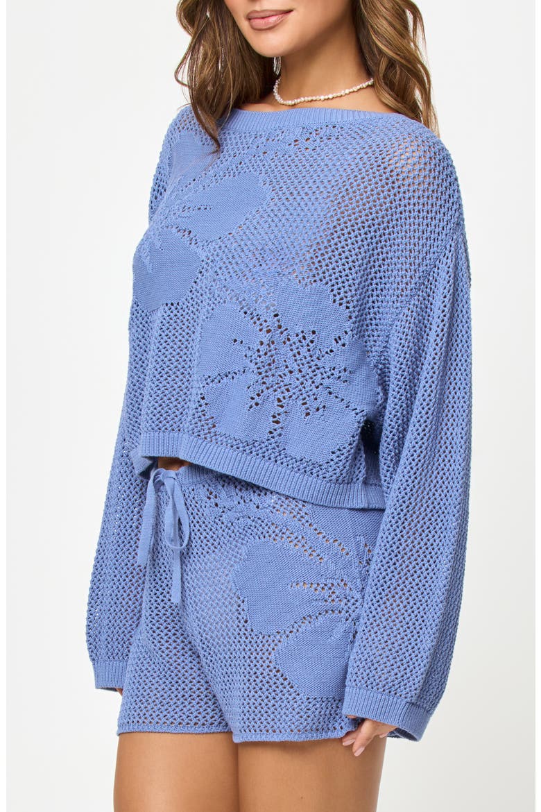 Island Time Open Stitch Cover-Up Sweater, Alternate, color, CHAMBRAY