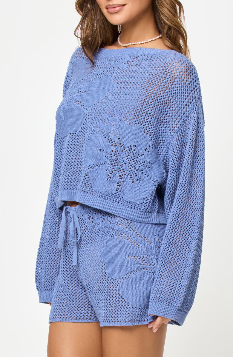 LSPACE Island Time Open Stitch Cover-Up Sweater, Alternate, color, Chambray