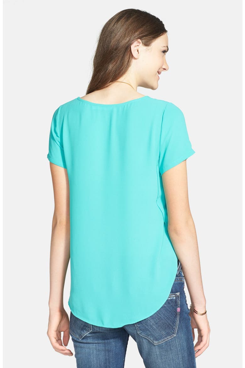 Lily Side Slit Woven Tee, Alternate, color, SEAFOAM