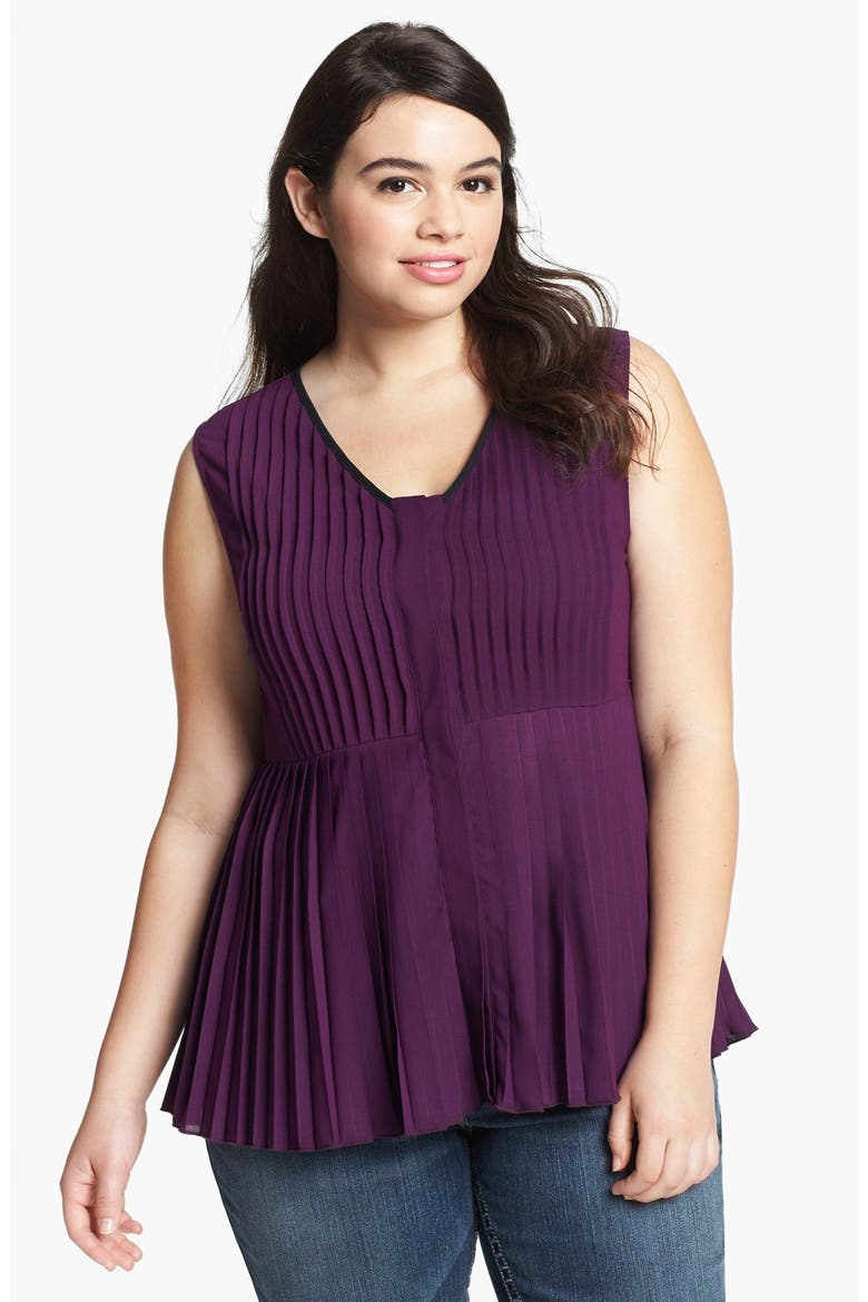 BB Dakota 'Tucker' Pleat Georgette Blouse, Main, color, TYTAN PURPLE