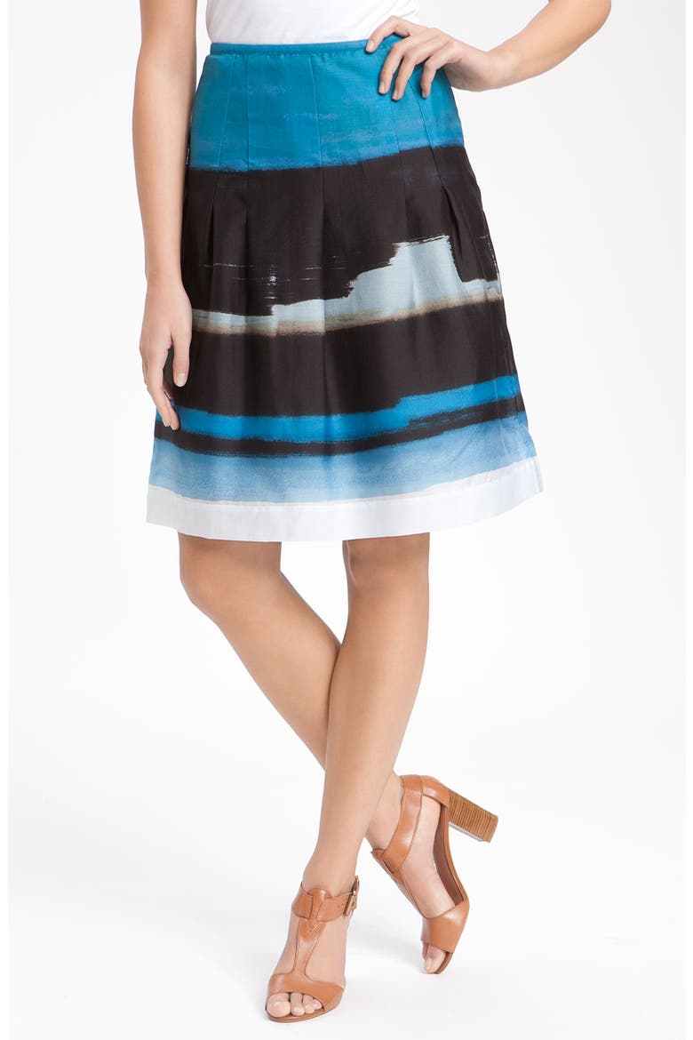 Nic + Zoe 'Painted Stripe Flirt' Skirt, Main, color, BLUE MULTI