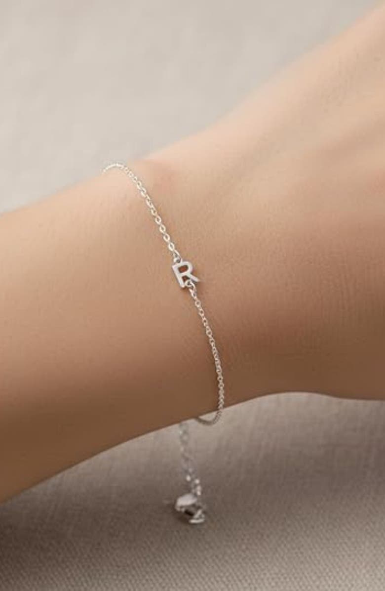 Oak & Luna Inez Initial Bracelet/Anklet in Sterling Silver, Alternate, color, Letter S