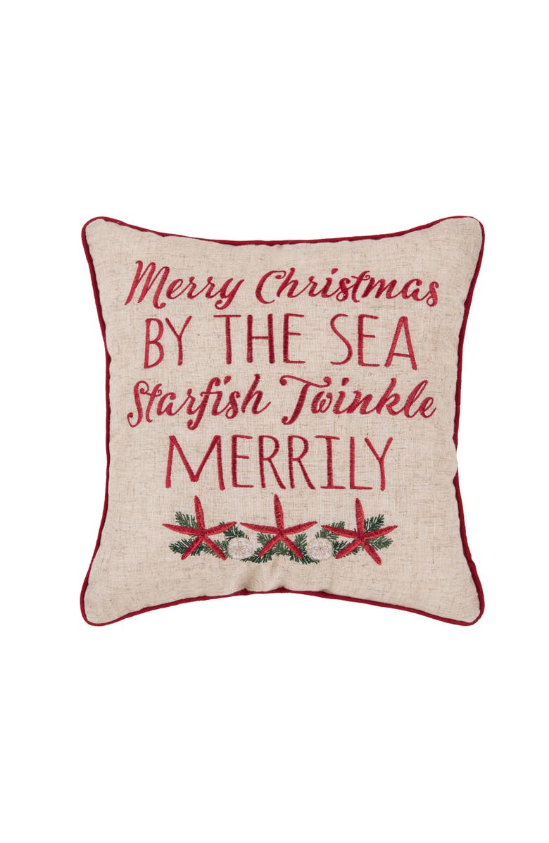 C&F Home Starfish Twinkle Christmas Throw Pillow, 16" x 16", Main, color, Beige