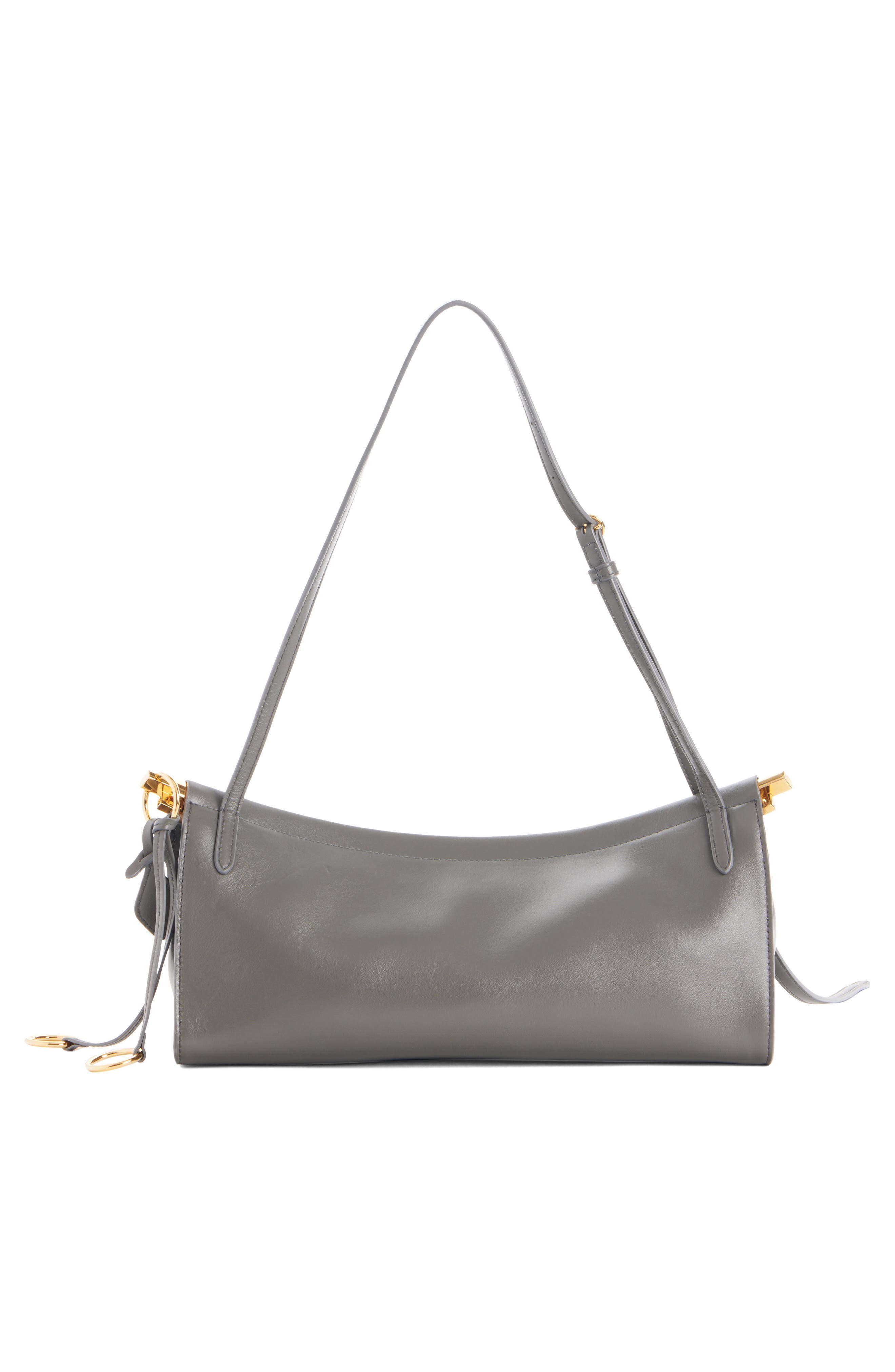 Medium Le Click East/West Leather Shoulder Bag, Alternate, color, ACIER