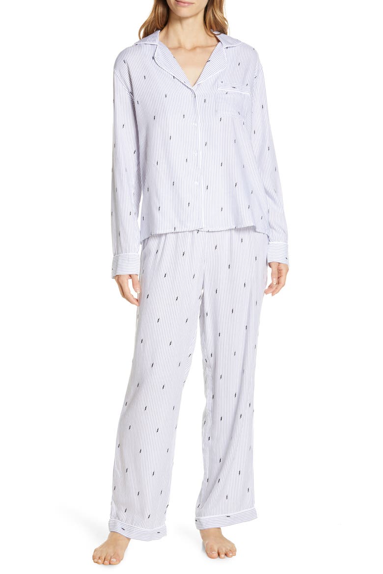 Clara Pajamas, Main, color, FLOCKED LIGHTNING PINSTRIPE
