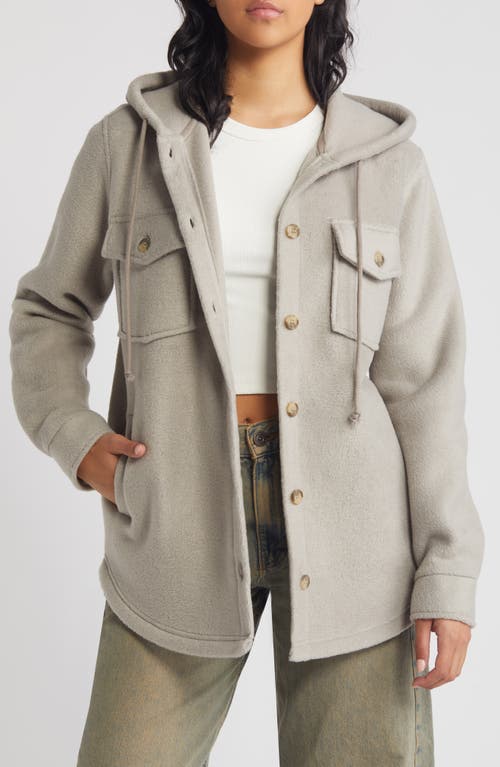 Thread & Supply Hooded Fleece Shacket In Gray