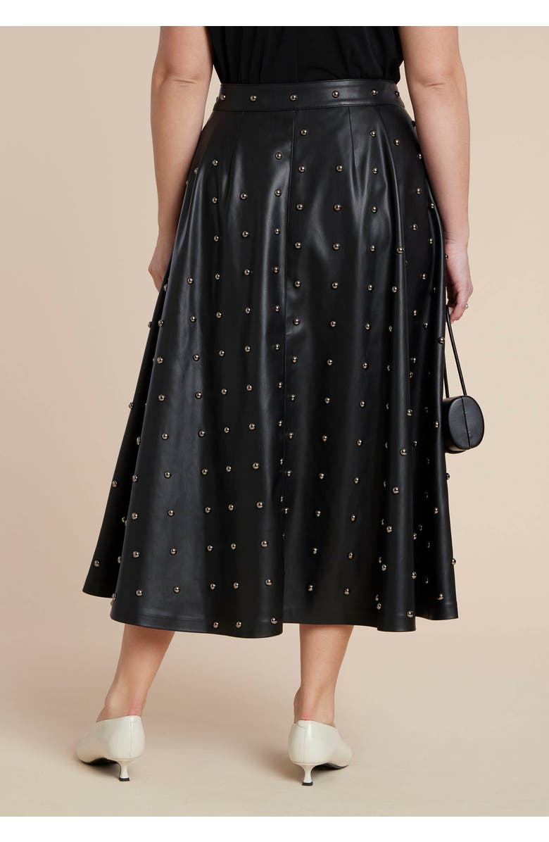 ELOQUII Studded Faux Leather Skirt, Alternate, color, Black Onyx