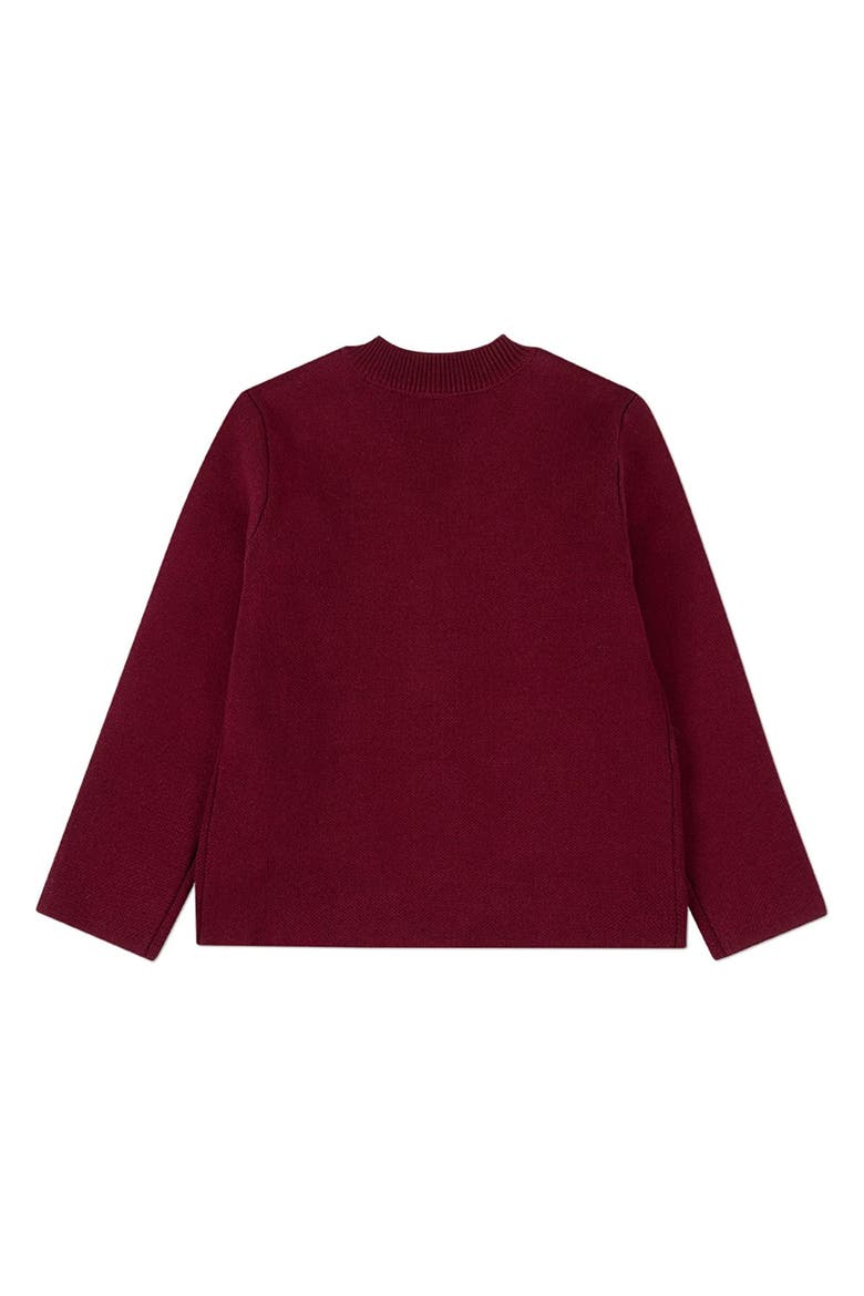 2-Pocket Button-Down Cardigan With Raised Crest, Alternate, color, Burgundy