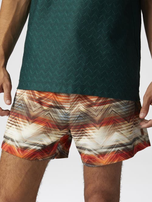 Missoni Swim Shorts With Macro Zig Zag Dégradé Print In Orange