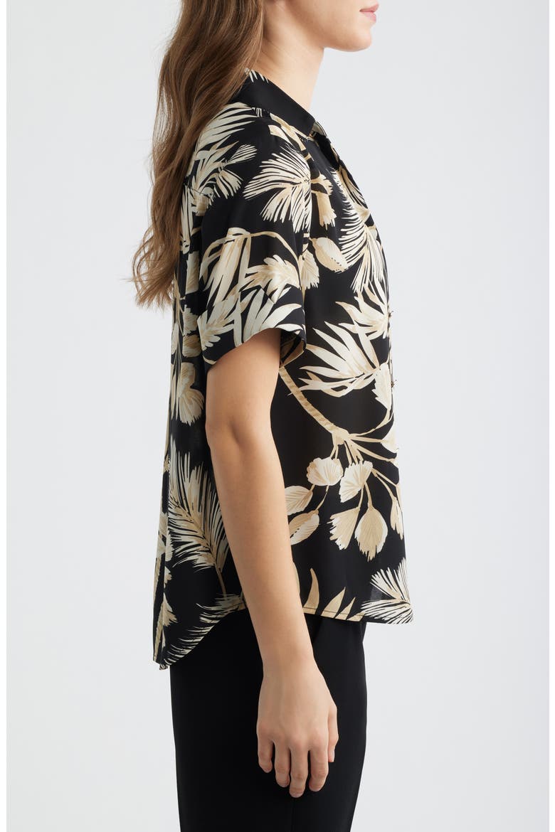 Floral Print Short Sleeve Button-Up Shirt, Alternate, color, ANNE BLACK MULTI