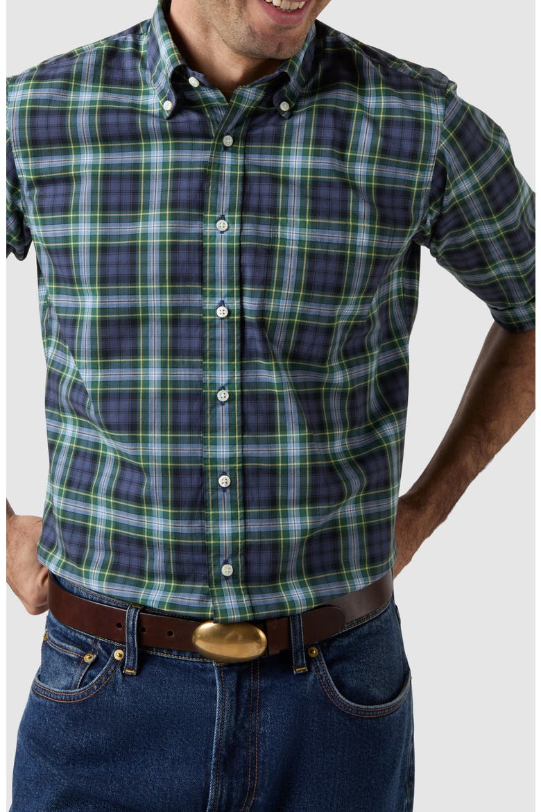 Slim Fit Button-Down Shirt, Alternate, color, NAVY/ BLUE/ YELLOW TARTAN