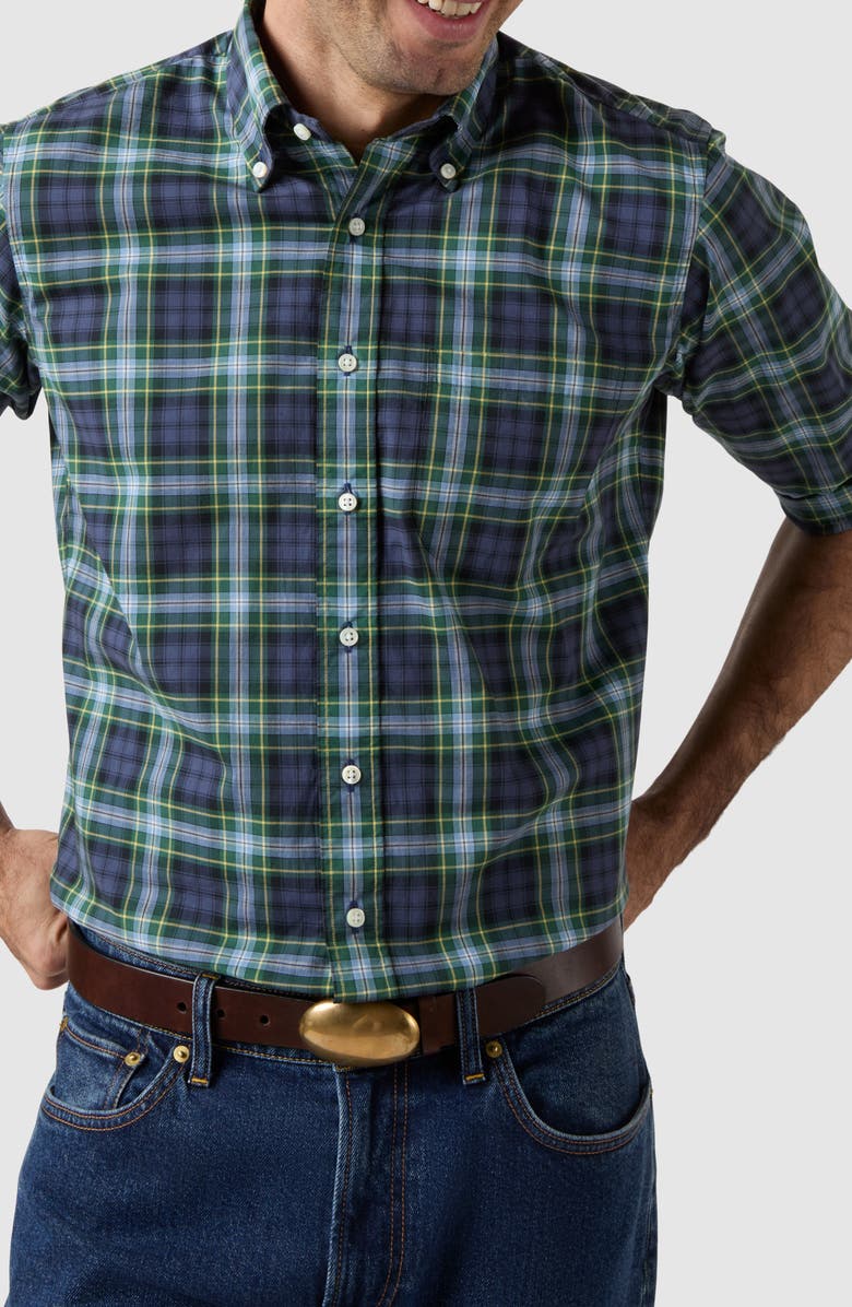 Sid Mashburn Slim Fit Button-Down Shirt, Alternate, color, Navy/ Blue/ Yellow Tartan