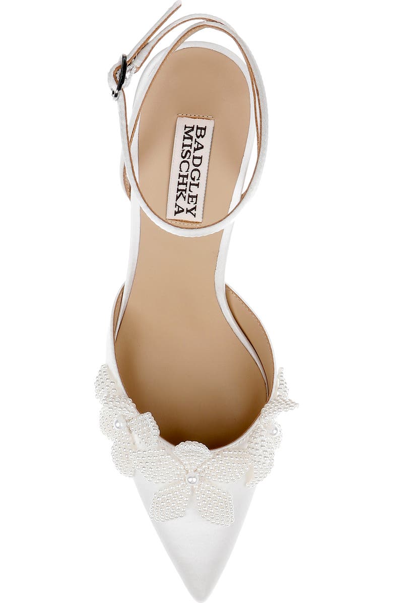 Badgley Mischka Collection Whitman Ankle Strap Pointed Toe Pump, Alternate, color, White Satin