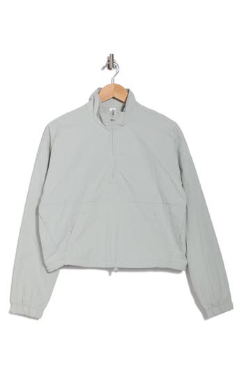 Yogalicious Spring Peak Crop Half Zip Anorak Jacket In Puritan Grey