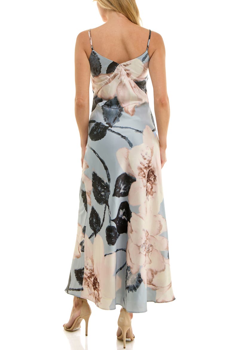Floral Print Stretch Satin Slipdress, Alternate, color, BLUE IVORY