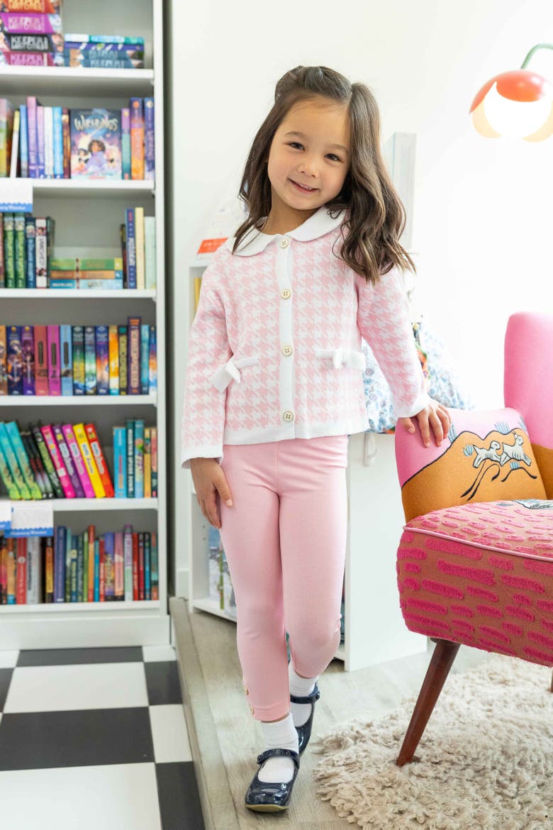 Houndstooth Cardigan Sweater Set, Alternate, color, Pink & White Houndstooth