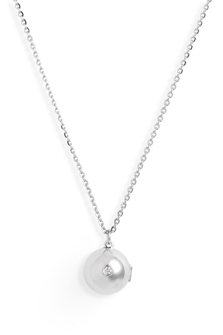 Boob Diamond Locket Necklace, Main, color, SILVER