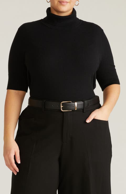 Savvy Short Sleeve Turtleneck Sweater (Regular & Plus)