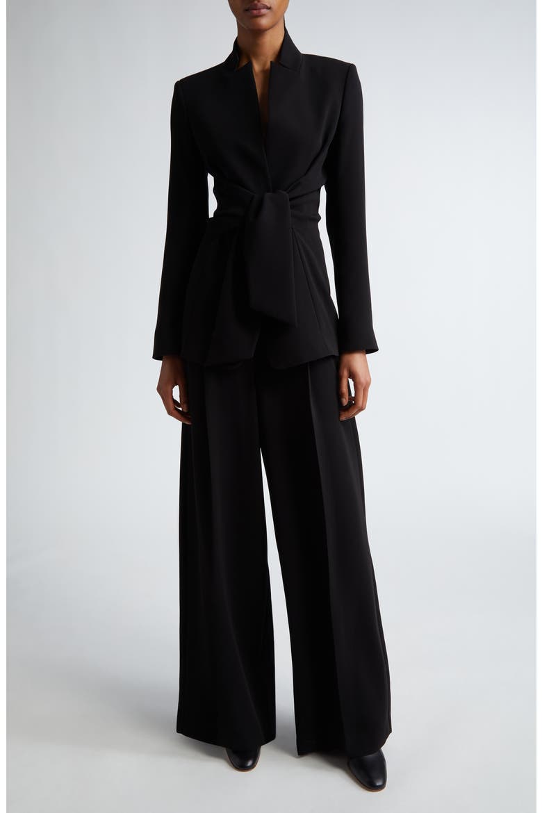 Seggio Tie Front Crepe Blazer, Alternate, color, BLACK